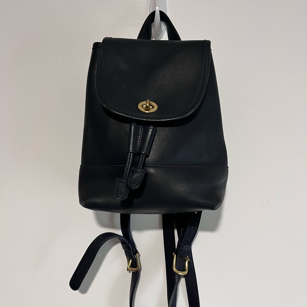 Coach Black blue  Leather Backpack